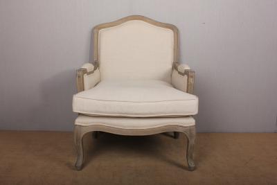 China Antique Solid Wood Frame Chair Fabric Upholstered Living Room Chairs with Armrests for sale