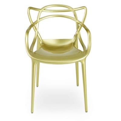 China Modern Resin Chair Wedding Event Chair Stackable Backrest Leisure Chair Golden for sale