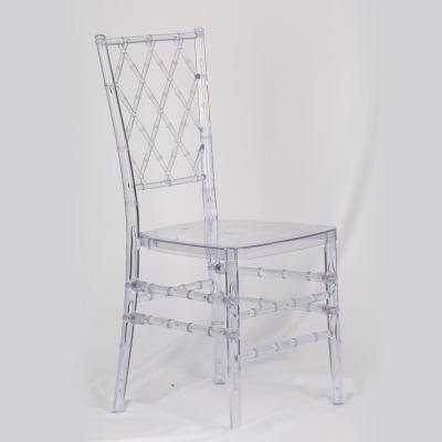 China Catering Resin Plastic Wooden Upholstered Bar Stools , Clear Diamond Chiavari Chair for sale