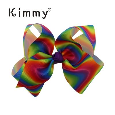 China 6 Inch Popular Pastel Large Rainbow Girls Toddler Girls Bow XL Jumbo Bow for sale