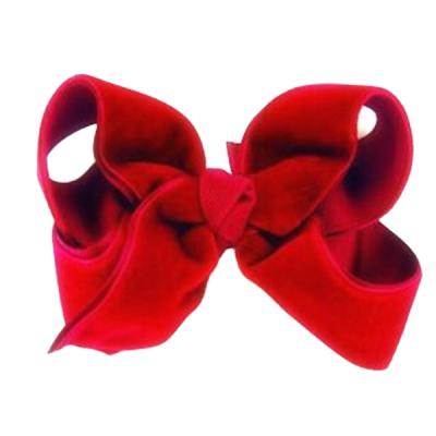 China 5 Popular Inches Scarlet Babies School Girls Big Red Velvet Bow Boutique Hair Bow Hair Accessories Winter for sale