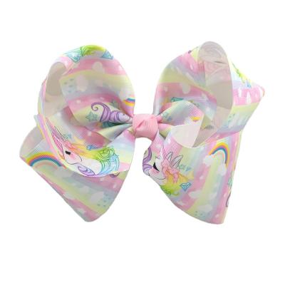 China 7 Inch Popular Cute Unicorn Printed Jojo Hair Bows Accessory Boutique for sale