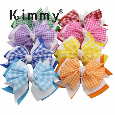 China Tow Popular Gingham Red And White Tone Checked Boutique Hair Bows Back To School Bows BTS Preppy Bow Hairbow Checks for sale