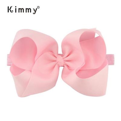 China Baby Headband Light Pink Rose Ribbon Bow Newborn Baby Headband for sale