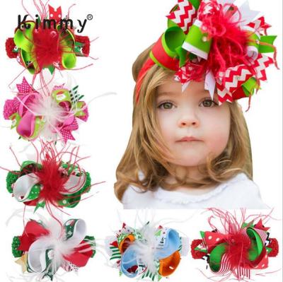 China Popular Wholesale Ostrich Baby Christmas Party Red And Green Bow for sale