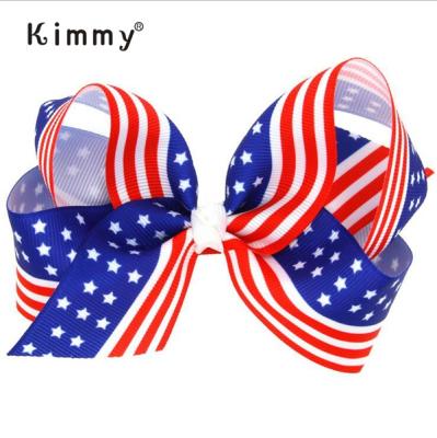 China Patriotic 4th of July Memorial Hair Bow Popular Hair Bow Baby Bow for sale