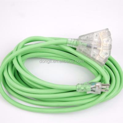 China Outdoor Heavy Duty Home Appliance Extension Cord With Triple Outlets Lighted Electrical Cord for sale