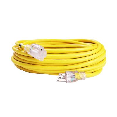 China Heavy Duty Outdoor Home Appliance Extension Cord With Single Outlets Lighted Electric Cord for sale