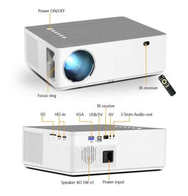 China 3D Home Theater Projectors Factory Price 1080P HD Ready Projector 4K Mobile Phone Outdoor Projector for sale