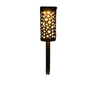 China Iron New Iron Hollow Lawn Solar Border Moonlight Lamp Outdoor Garden Flame Ground Lamp for sale