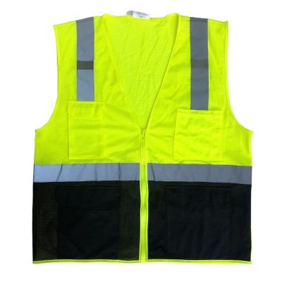 China Construction Works Reflective Customizable High Visibility Pockets Safety Reflective Vest for sale