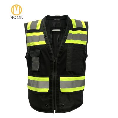 China Mesh Hook Loop Safety Vest Reflective Safety Vest Work Hi Vis Reflective Vests China Black OEM Customized for sale