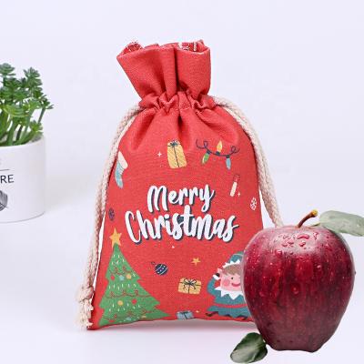 China New Style Disposable Customized Small Santa Canvas Christmas Bags For Gift for sale