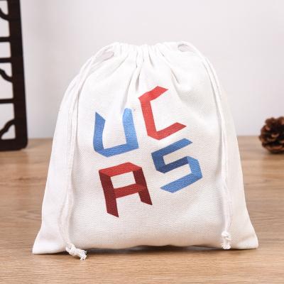 China Canvas Natural Fabric White Cotton Drawstring Folding Customized Small Bag for sale