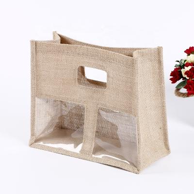 China Eco-Friendly Die Cut Handle Printing Logo Linen Reusable Shopping Bag for sale