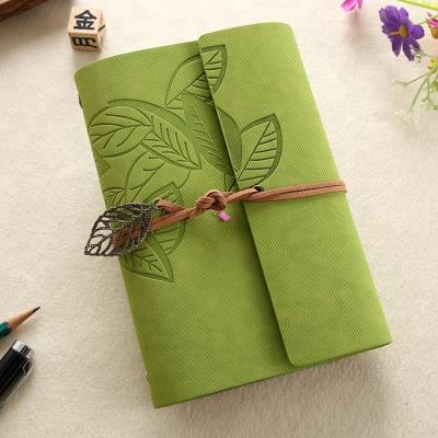 China Vintage Leaf Faux Leather Pirate Printed Leather Cover Bound Notebook For Traveler for sale