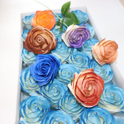 China Home Decor 25Pcs-Box Rose Soap Flower Heads Big Size Wedding Party Store Artificial Flowers for sale