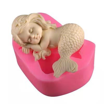 China Disposable Cute Sleeping Mermaid Silicone Candle Mold for sale