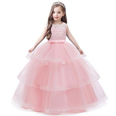 China Princess Anti-static Flower Girl Dresses for Wedding Dress Birthday Party Long Dress Girl's Lace Party Dress for sale