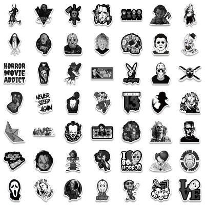 China Motorcycle Decorative Black And White Special Trunk Decoration Stickers Waterproof Sticker Huibang100 Pcs Horror Wind Movie Graffiti Theme Stickers for sale