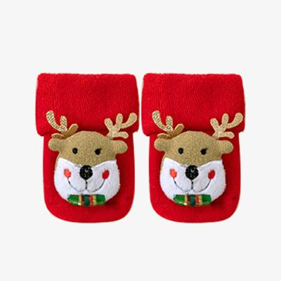 China Wholesale Christmas Anti-skid Stocking Cotton Socks Baby Fleece Striped Winter Cotton Loose Mouth Cute Doll Padded Warm Keeping Pure Socks for sale