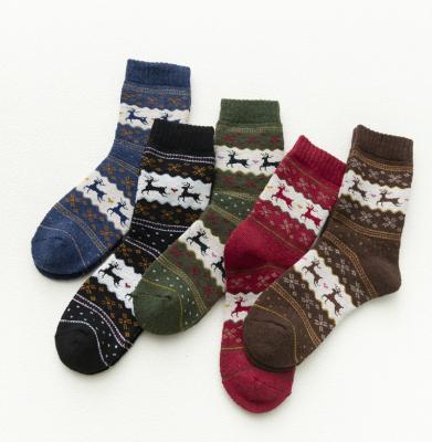 China Other warm autumn and winter thickened women's mid-calf terry socks Christmas deer wool women's angora socks for sale