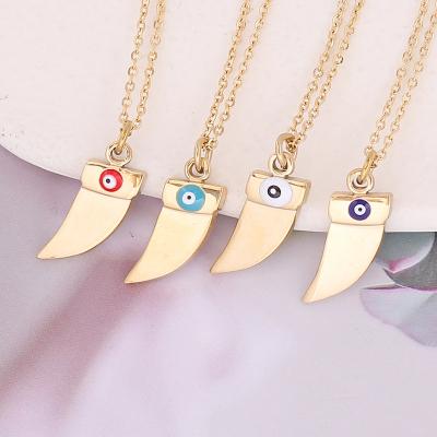 China 2022 Vintage Eye Multicolor Drip Necklace Personalized Stainless Steel Pendant Necklace for sale