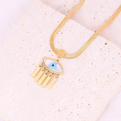 China FASHIONABLE Women Gold Plated Necklace Moon Eye Lock Word Love Pendant 14K Gold Plated Dianty Boho Chain Beach Simple Handmade for sale