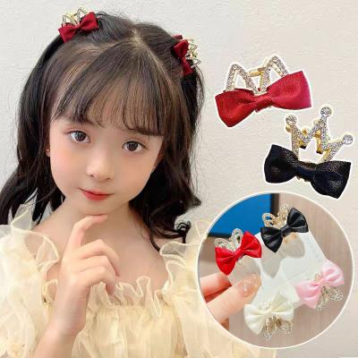 China Cute Hair Accessories Kids Stereo Cat Ears Bow Mini Rhinestone Hair Claw Solid Color Crown Metal Clips Hair Accessories For Girls for sale