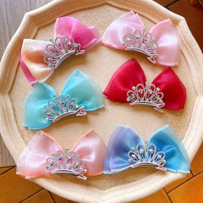 China Women Girls Hair Accessories Children Crown Accessories With Bow Hair Imperial Cute Girls Princess Bowknot Hairpins Korean Lace High Quality for sale