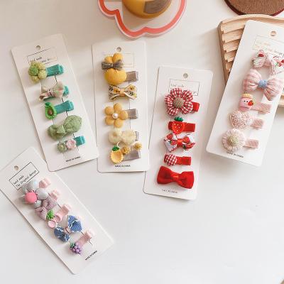 China Korean Cute Fashion Cartoon Children Hairpin Sets Bowknot Hairpins Bowknot Soft Colorful Little Baby High Quality Headdress 5Pcs/Set for sale