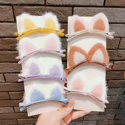 China Fashion Cute Children's Hair Accessories Cosplay High Quality Cat Ear Plush Hairpins Girl Kids Lovely Fluffy Bangs Hair Clips for sale