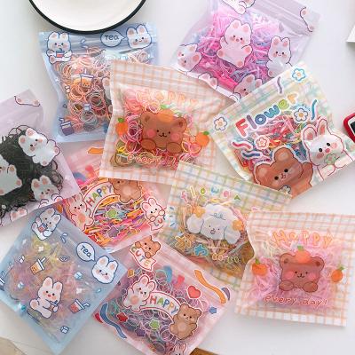 China 200pcs/bags Lovely Color 200pcs/bags Hair Accessories Small Children Hair Ties Elastics Disposable Cute Colorful Elastic Hair Band Hair Rope for sale