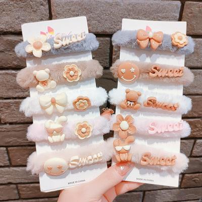 China Cute Winter Hair Accessories Women Girls Cardboard Plush Elastic Hair Band Flower Bow Hair Tie Scrunchies Elastic Band Fashion Hair Accessories for sale