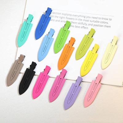 China Hair Accessories Wholesale Creaseless Matte Candy Color Flat Salon Makeup Seamless Hair Pins No Bend Hair Clip Metal No Crease Clips for sale