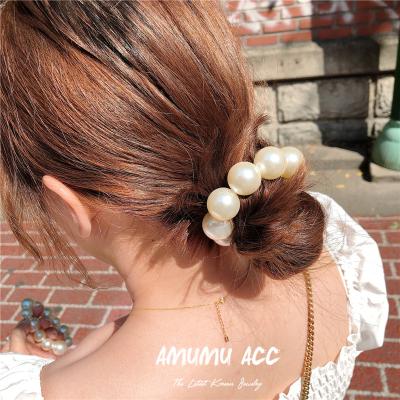 China French Korean Fashion High Quality French Korean Fashion Elastic Soft Beaded Pearl Hair Band Hair Accessories Headband Elastic Hair Tie for sale