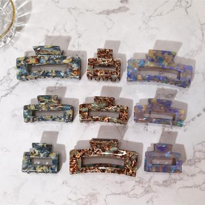 China Hair Accessories Wholesale Large Hair Clip Retro Hair Accessories Women 5cm/7.5cm/10.5cm Acetate Hair Claw Korean Square Hollow Clip Hair Clip for sale