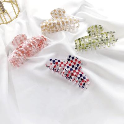 China Hair accessories wholesale claw fashion mixed color acrylic cavity hair grid color grid hair accessories women square hair clip for sale