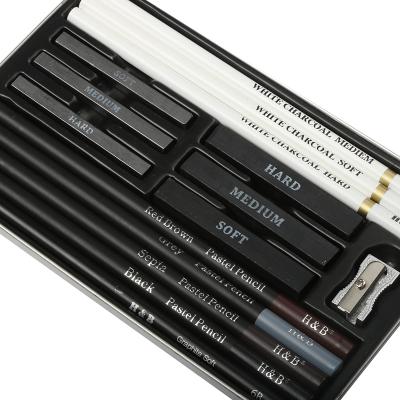 China Promotional Pencil Popular White Pastel Charcoal Pencil Set Sketch for sale