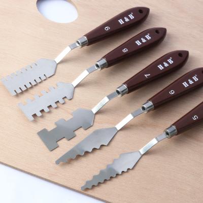 China Shaped Knife Artist Handle Oil Painting Wooden Palette Knife for sale