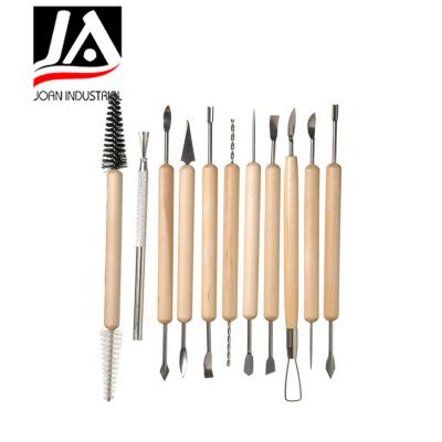 China 11 Pieces Exquisite Stainless Steel Wood Polymer Wood Clay Sculpting Basic Tools for sale