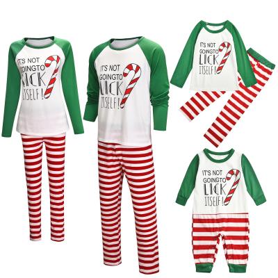 China 2021 new Christmas family breathable pajamas striped parent-child PAJAMAS costume Christmas printing parent-child pajamas set for sale