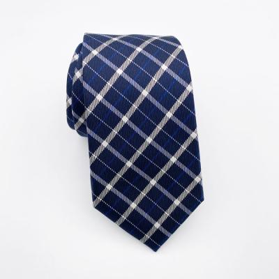 China wine and white color small check design men' s fashion Woven Silk Tie for sale