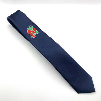 China blue background colour m school logo Handmade Silk tie double -brushed interling for sale