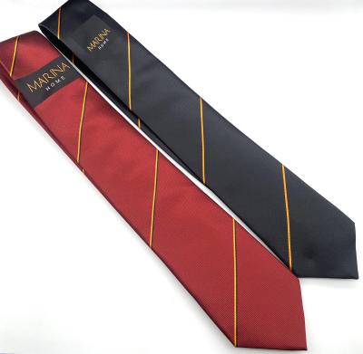 China purple background colour red slim stipe junoir school logo Handmade Silk tie for sale