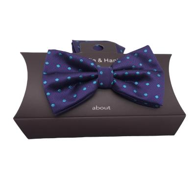 Cina royable color small sky colour dot men's fashion Micro Fibre Bow Tie ,hankie set in vendita