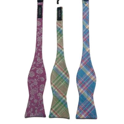 China blueand pink color Micro Fibre fabtic self Bow Tie plaid striped high quality for sale