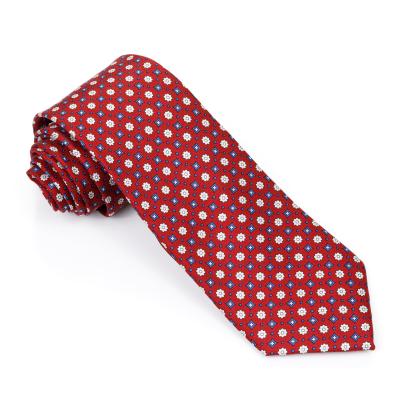 China fashion red color white dot design 100% silk Printed Tie for sale