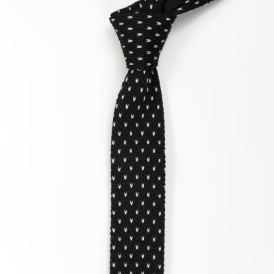 China high quality fashion small dot white colour hand made silk knit necktie for sale