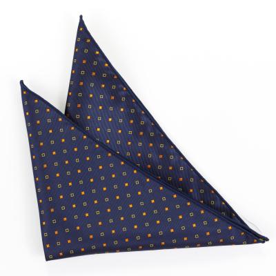 China custom fashion small black dot design woven silk fabric Pocket Square for sale